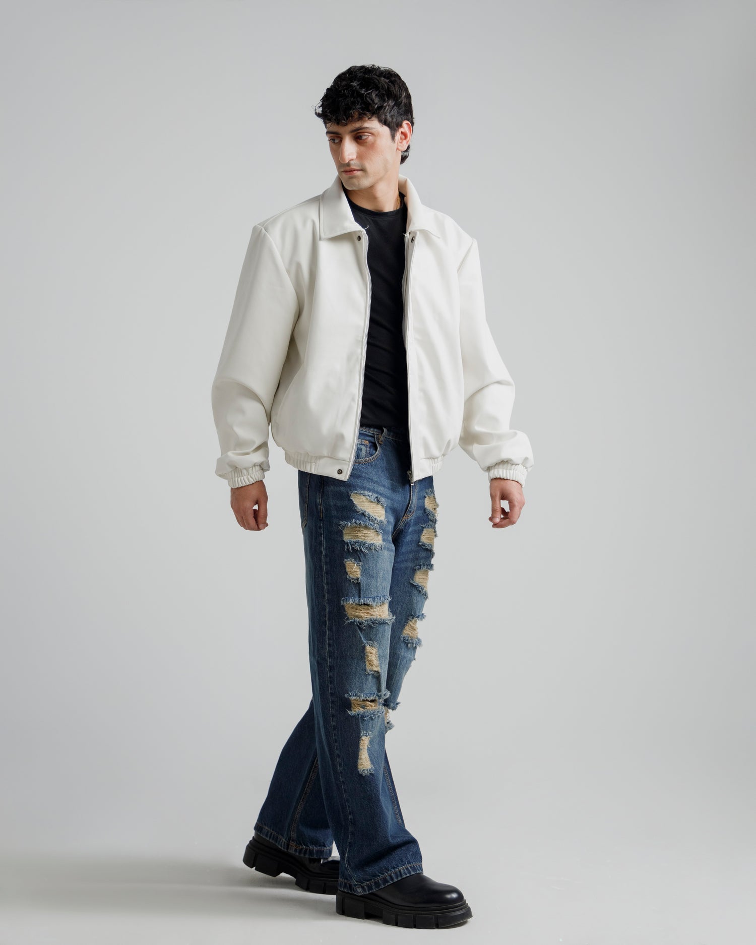 Cropped Harringon Jacket (white)