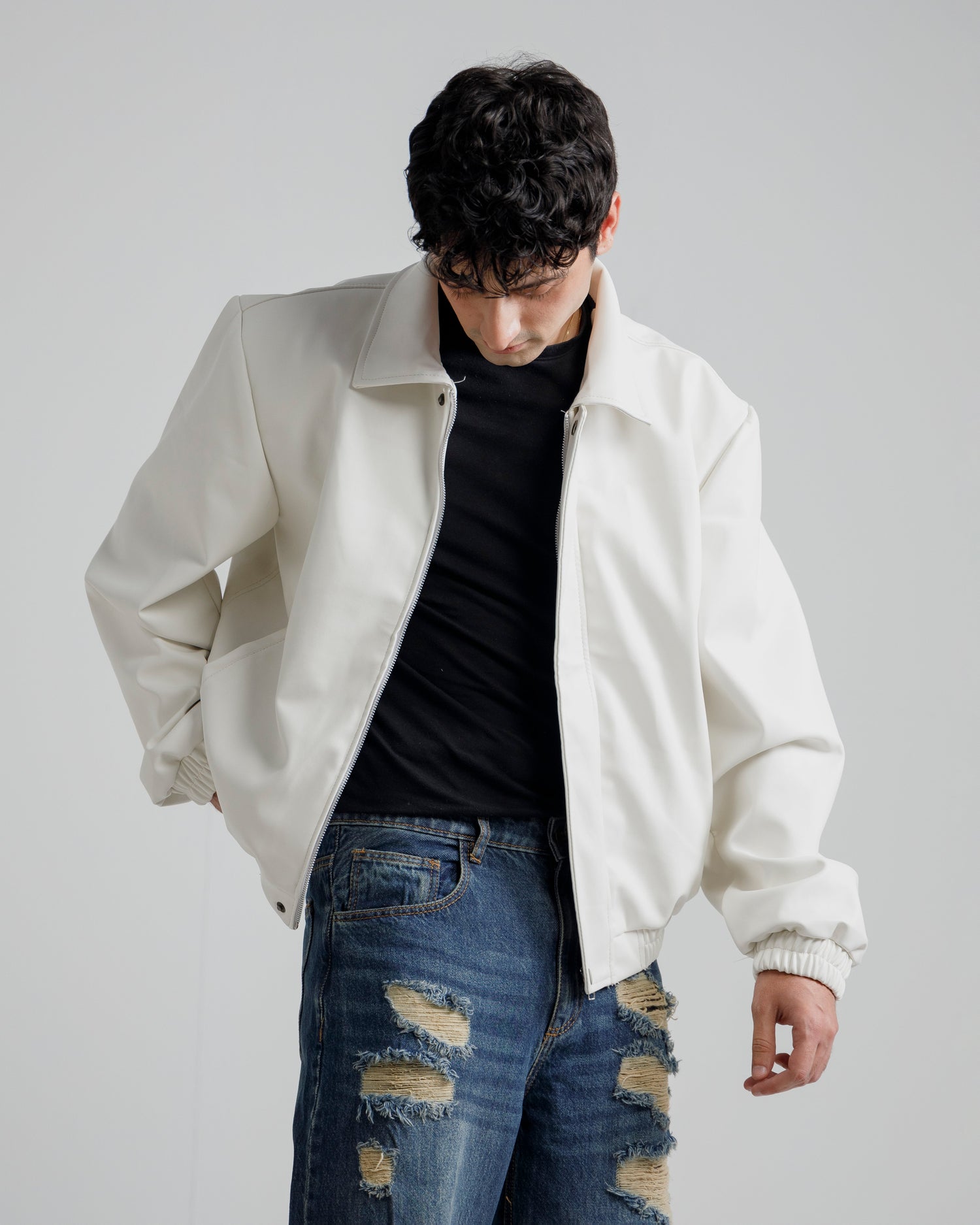 Cropped Harringon Jacket (white)