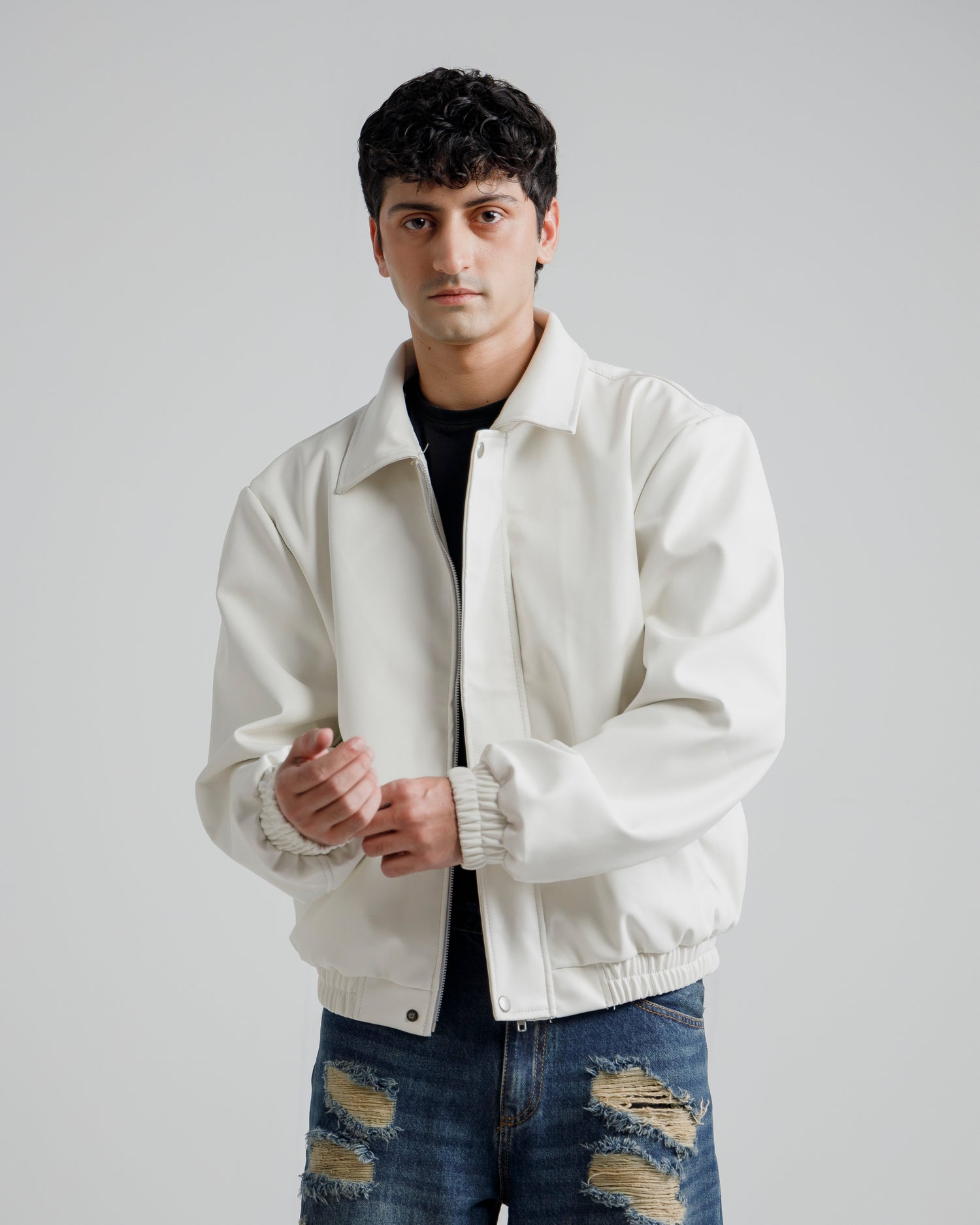 Cropped Harringon Jacket (white)