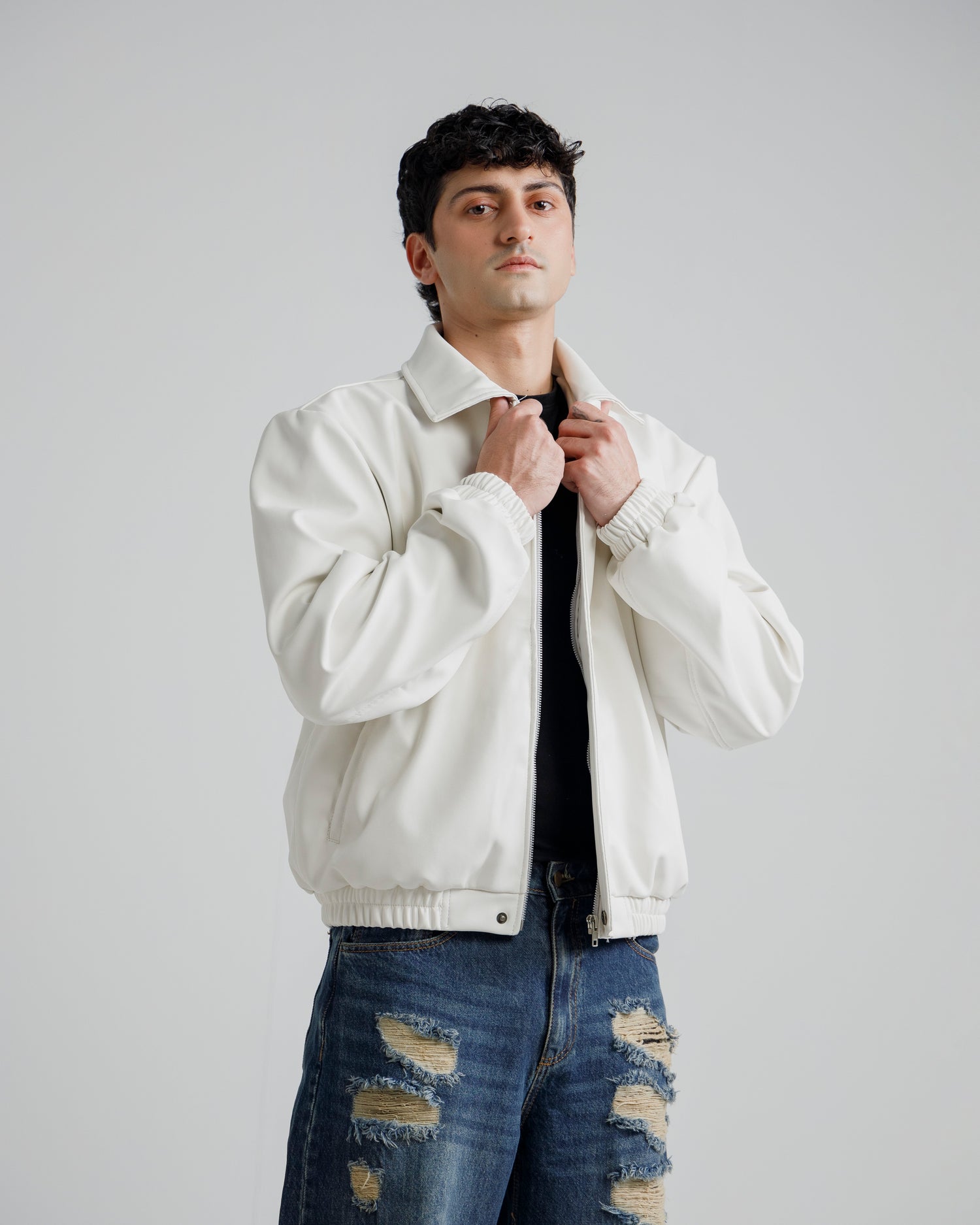 Cropped Harringon Jacket (white)