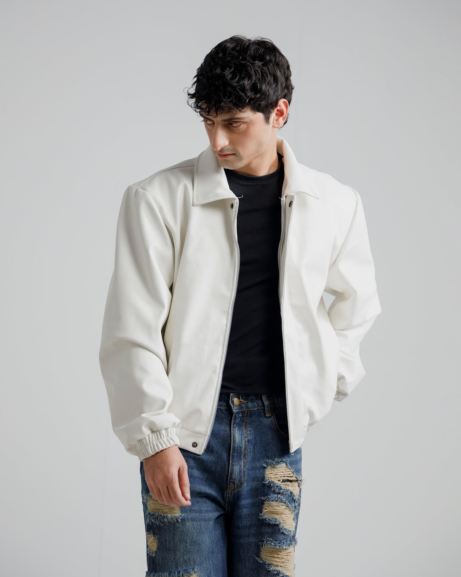 Cropped Harringon Jacket (white)