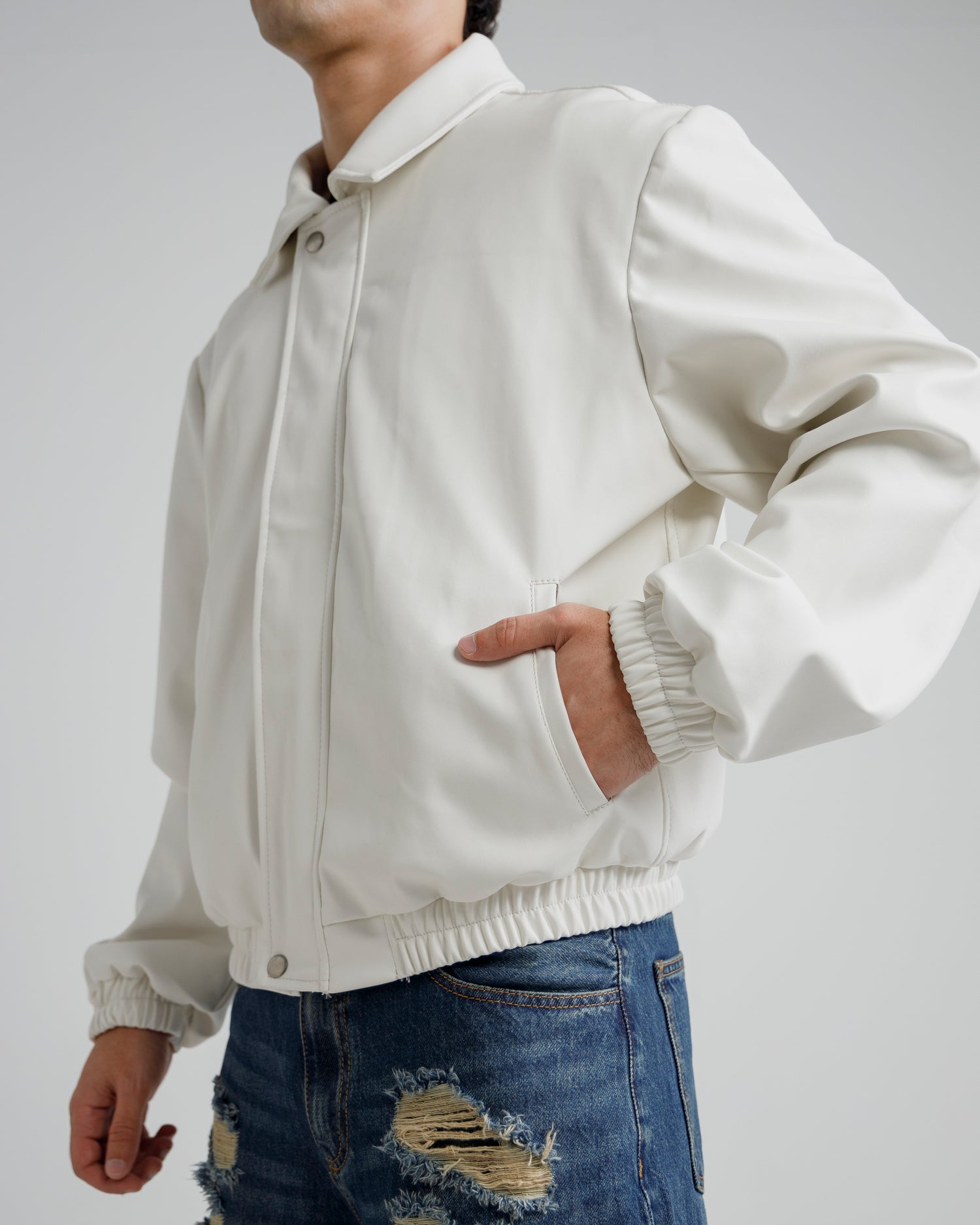 Cropped Harringon Jacket (white)
