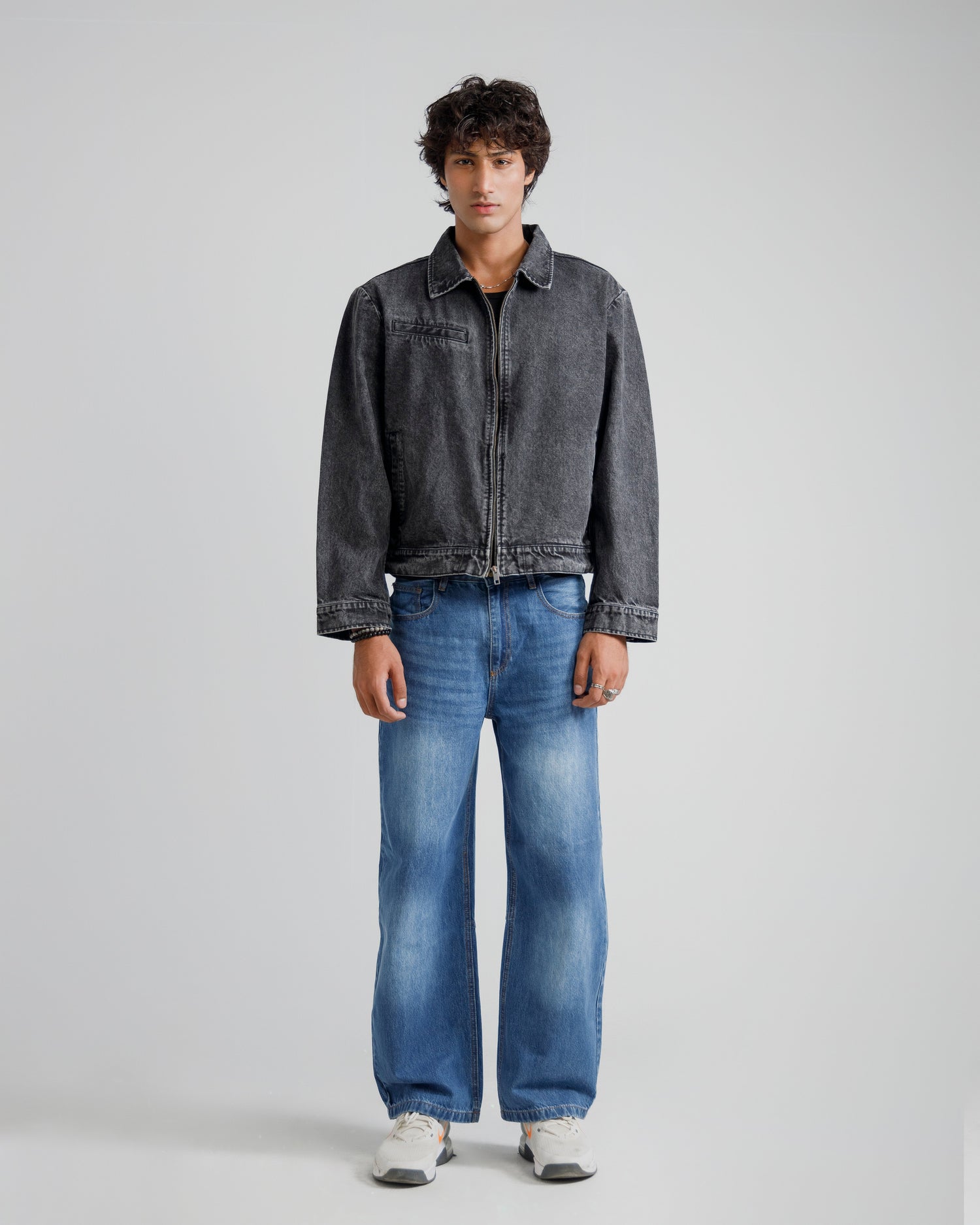 Black Acid-Wash denim jacket