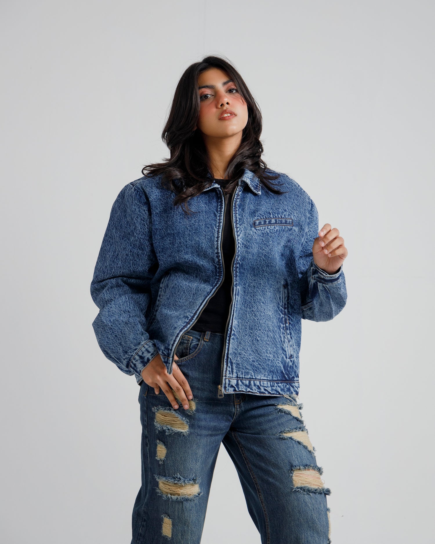Blues Acid-Wash Denim Jacket