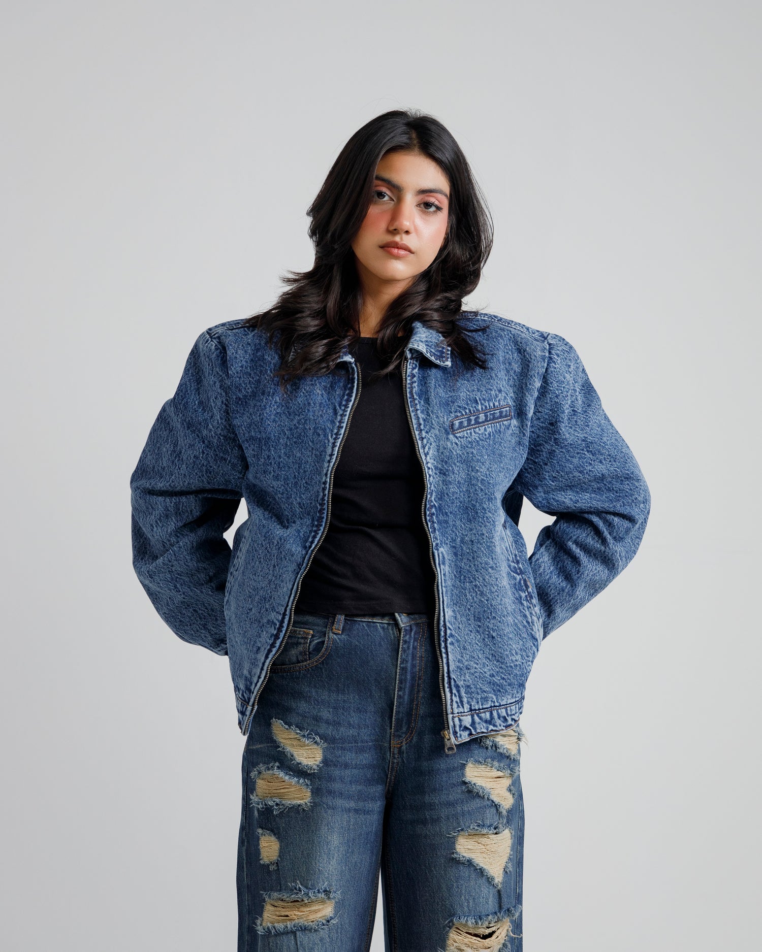 Blues Acid-Wash Denim Jacket