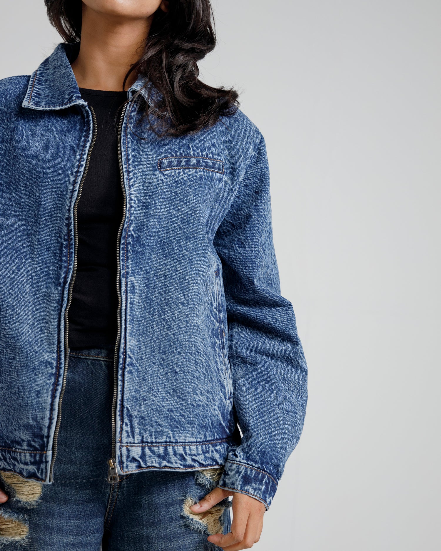 Blues Acid-Wash Denim Jacket